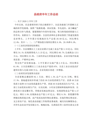 县政府半年工作总结 