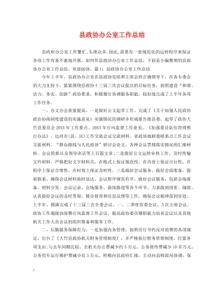 县政协办公室工作总结 