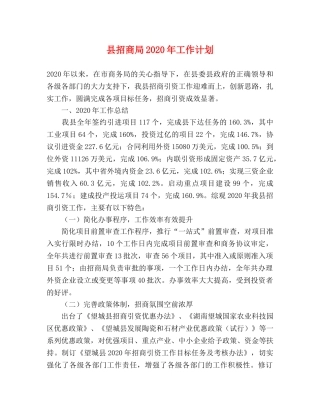 县招商局2024年工作计划 