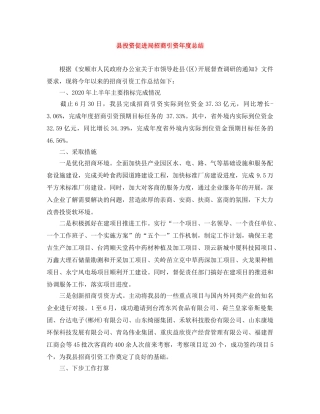 县投资促进局招商引资年度总结 