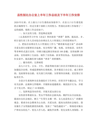 县性别比办公室上半年工作总结及下半年工作安排 
