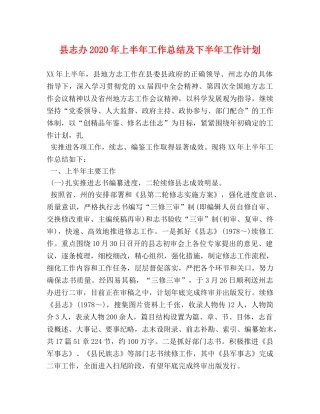 县志办2024年上半年工作总结及下半年工作计划 