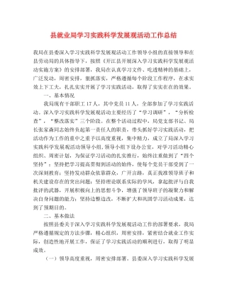 县就业局学习实践科学发展观活动工作总结 