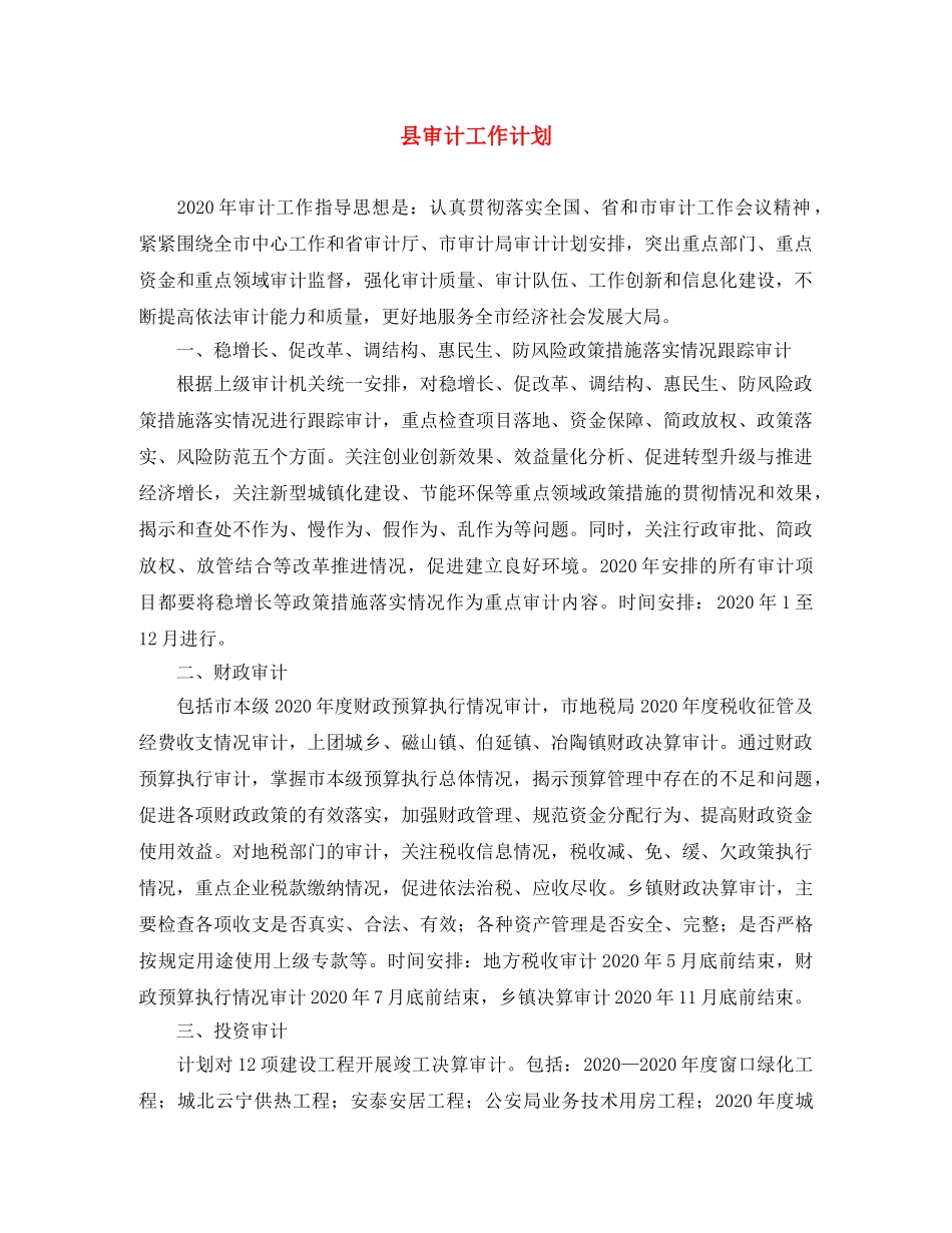 县审计工作计划 _第1页