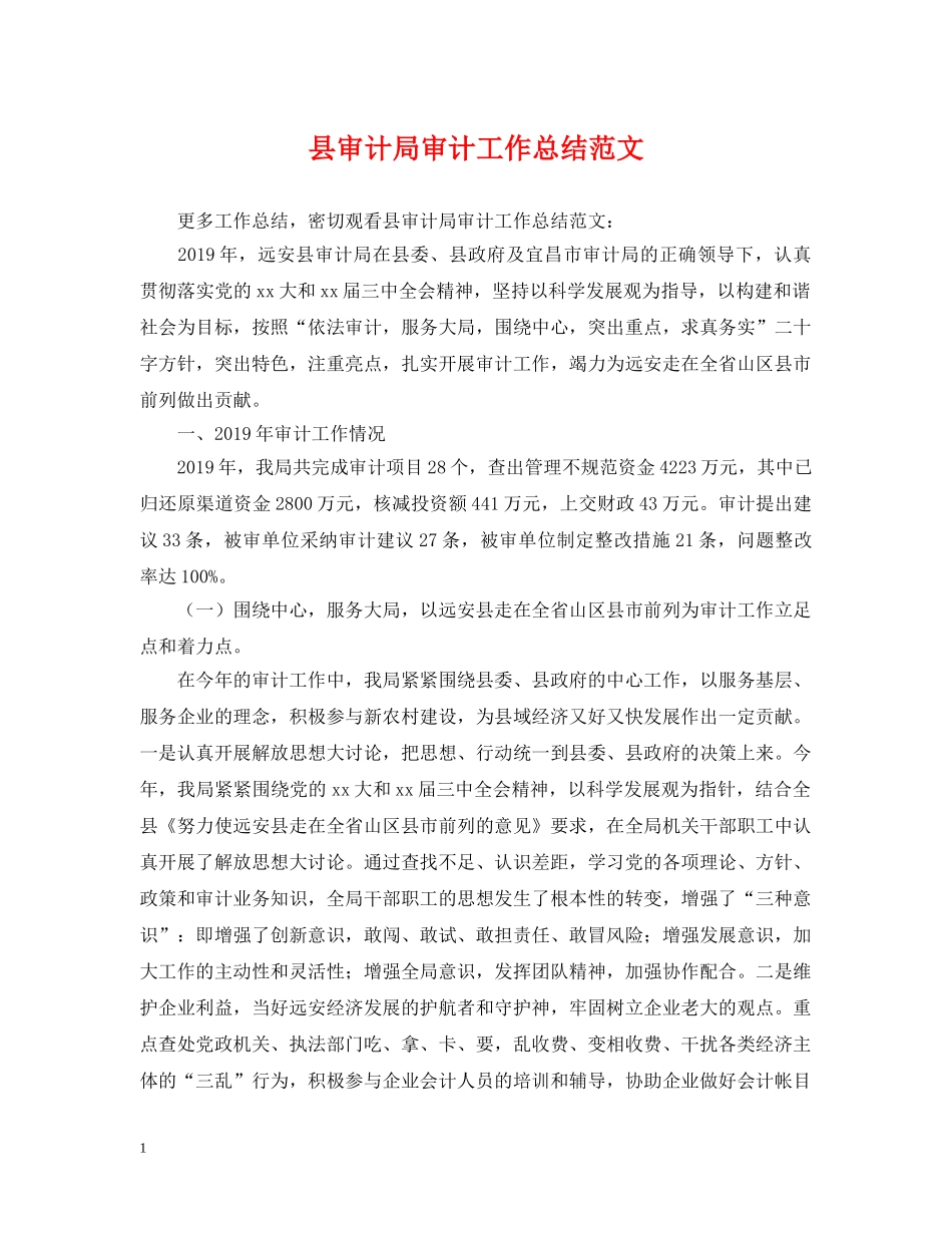 县审计局审计工作总结范文 _第1页