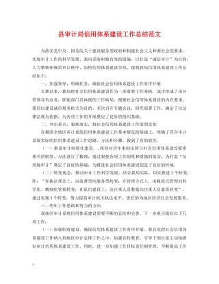 县审计局信用体系建设工作总结范文 