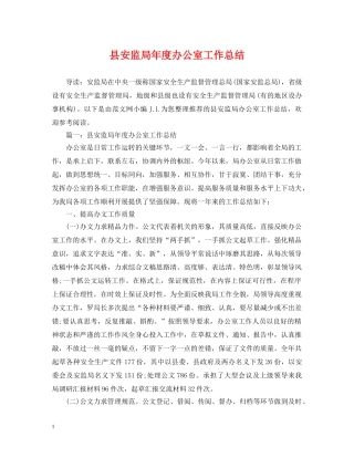 县安监局年度办公室工作总结 
