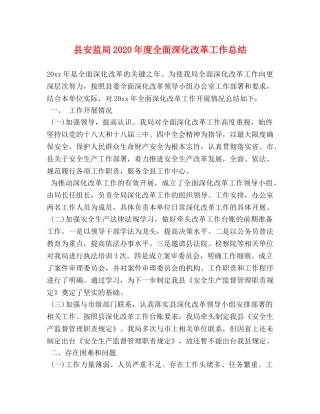 县安监局2024年度全面深化改革工作总结 