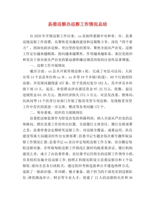 县委巡察办巡察工作情况总结 