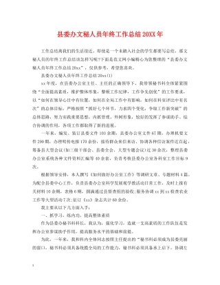 县委办文秘人员年终工作总结20XX年 
