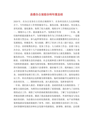 县委办公室综合科年度总结 