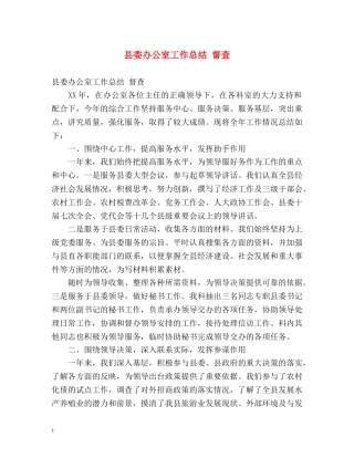 县委办公室工作总结 督查 