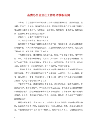 县委办公室主任工作总结模板范例 