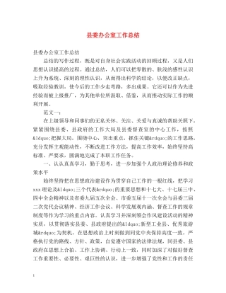 县委办公室工作总结 