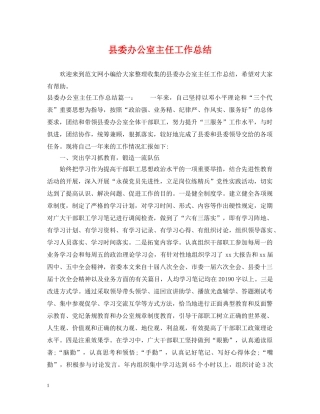 县委办公室主任工作总结 