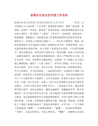 县委办公室主任年度工作总结2 