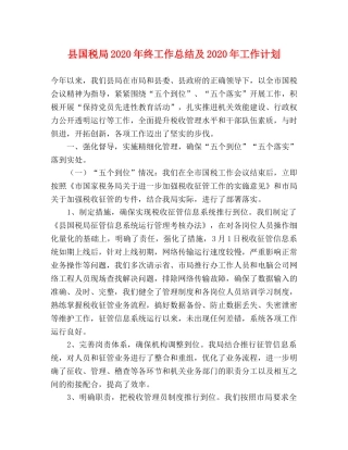 县国税局2024年终工作总结及2024年工作计划 