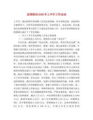 县国税局2024年上半年工作总结 