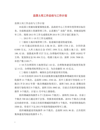 县国土局工作总结与工作计划 