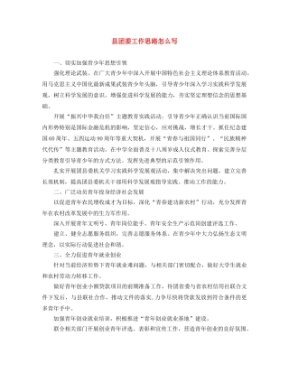 县团委工作思路怎么写 