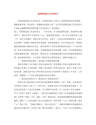 县团委党建工作总结范文 