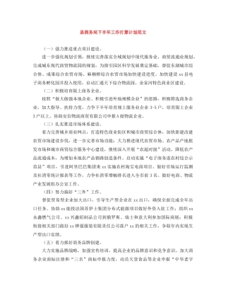 县商务局下半年工作打算计划范文 