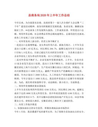 县商务局2024年上半年工作总结2 