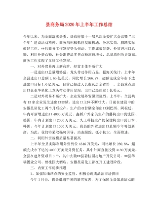 县商务局2024年上半年工作总结 