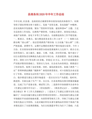 县商务局2024年半年工作总结 