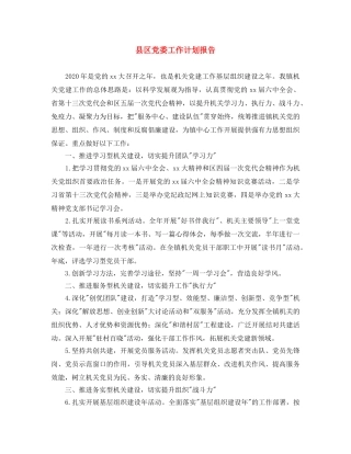 县区党委工作计划报告 