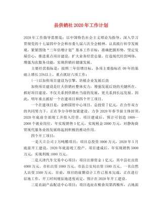 县供销社2024年工作计划 