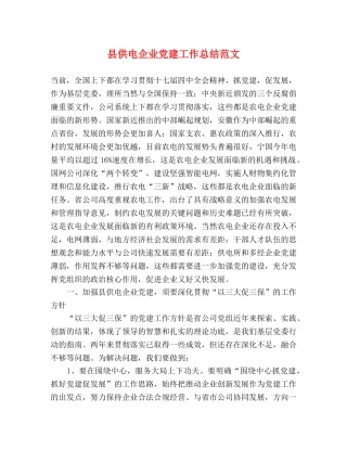 县供电企业党建工作总结范文 