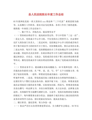 县人民法院院长年度工作总结 