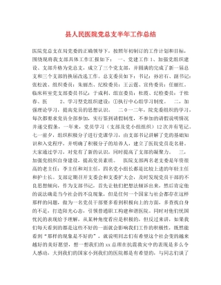 县人民医院党总支半年工作总结 