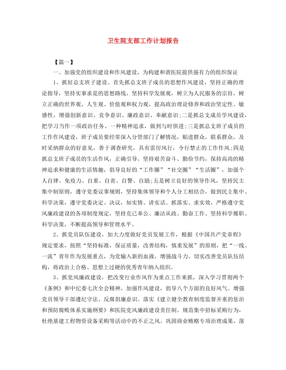 卫生院支部工作计划报告 _第1页