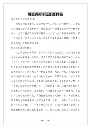校园课外活动参考总结13篇