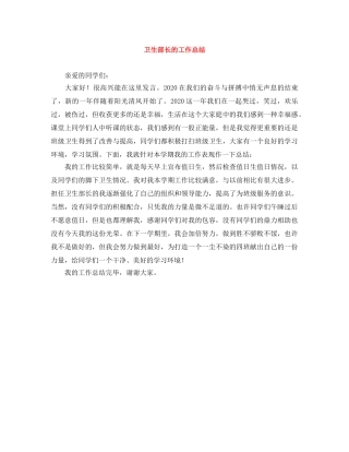卫生部长的工作总结 