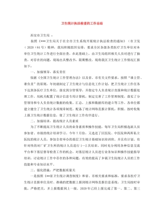 卫生统计执法检查的工作总结 