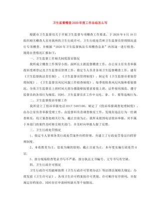 卫生监督稽查2024年度工作总结怎么写 