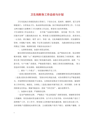 卫生局财务工作总结与计划 