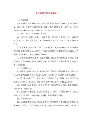 卫生局的工作计划模板 