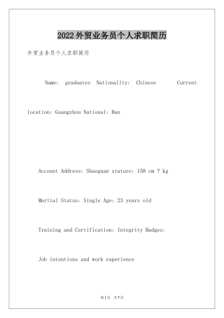2024外贸业务员个人求职简历