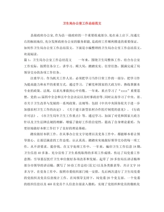 卫生局办公室工作总结范文 