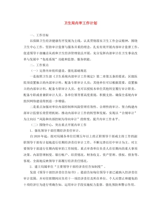 卫生局内审工作计划 