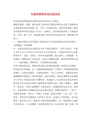 先进性教育活动巡查总结 