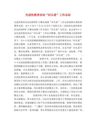 先进性教育活动“回头看”工作总结 