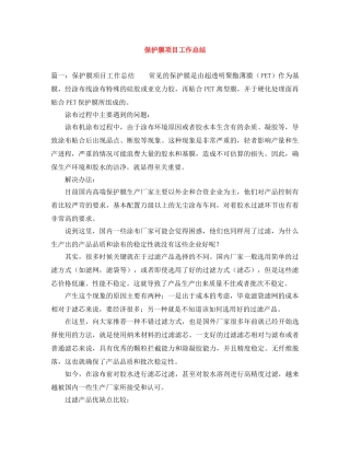 保护膜项目工作总结 