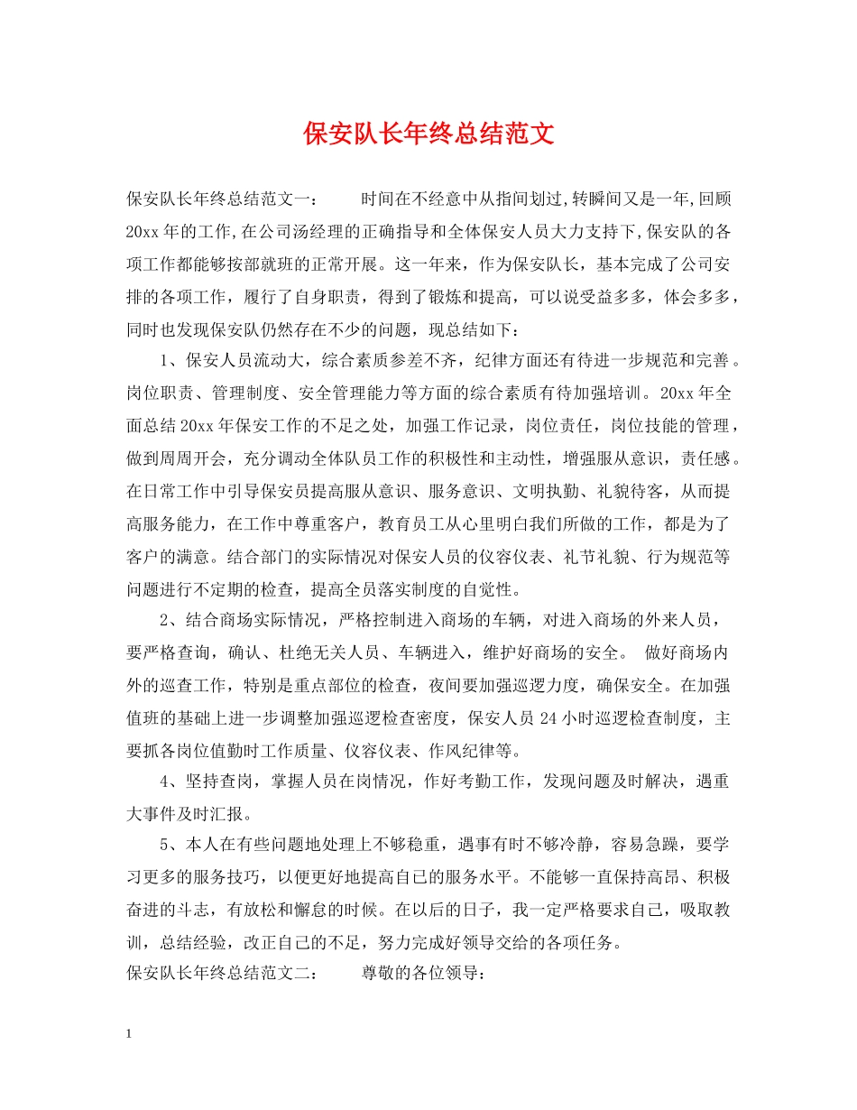 保安队长年终总结范文2 _第1页