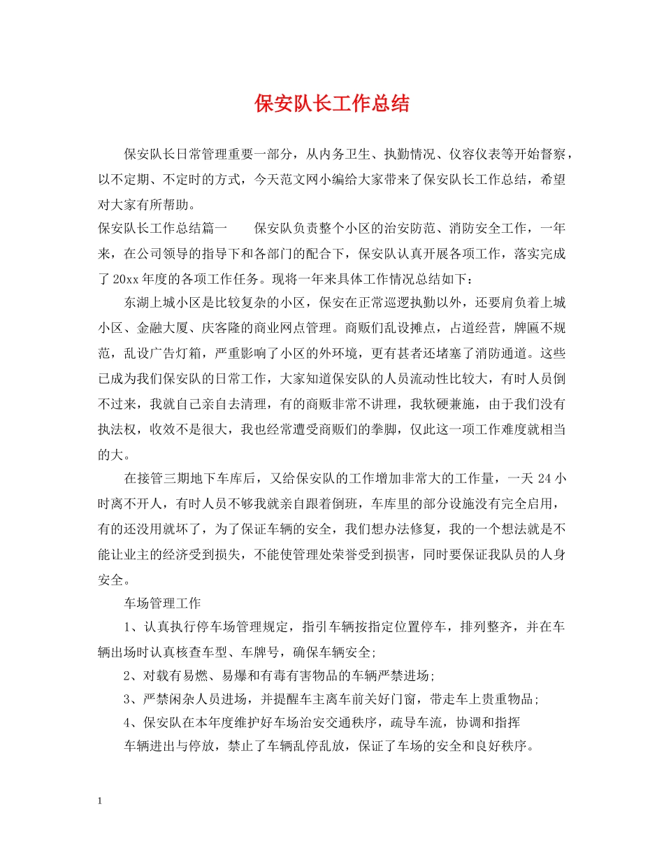 保安队长工作总结 _第1页