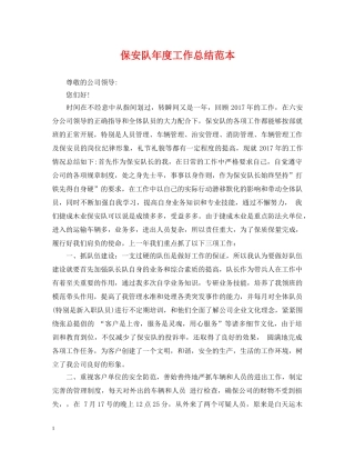 保安队年度工作总结范本 